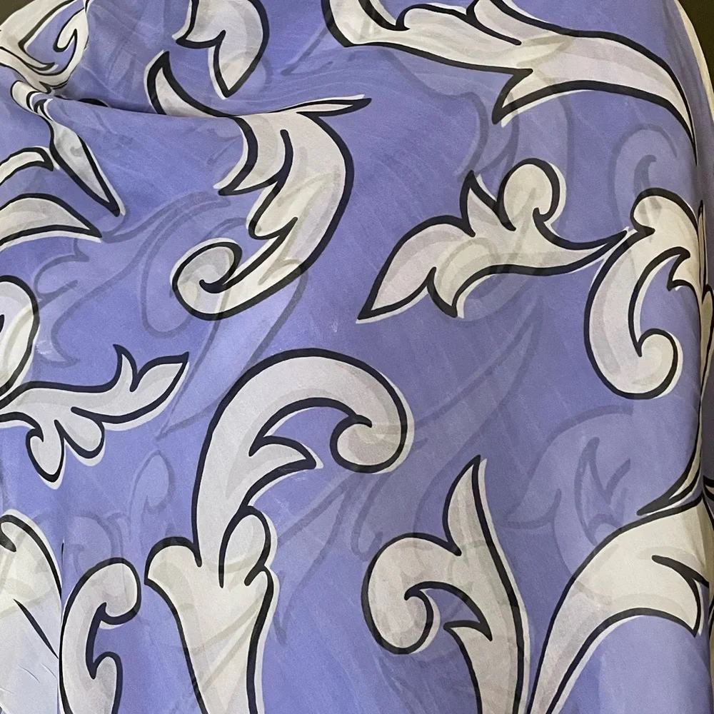 Gorg Moschino Boutique Sheer Silk Scarf Lilac Print Large 15 x 60 In Exc Cond